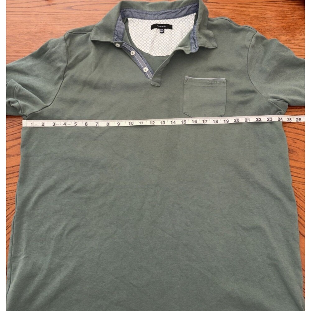 Tahari Polo Shirt Mens XXL Green Short Sleeve Chest Pocket 3 Button 100% Cotton - Picture 3 of 9